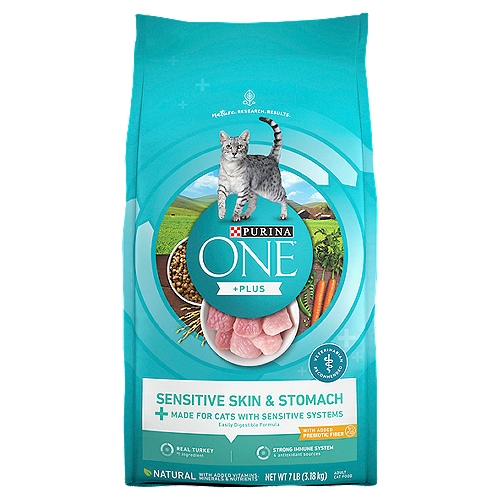Purina ONE Sensitive Stomach, Sensitive Skin, Natural Dry Cat Food, +Plus - 7 lb. Bag