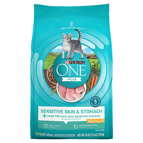 Make sure your cat gets the complete and balanced nutrition she needs with Purina ONE Sensitive Systems adult dry cat food. Designed for cats with sensitive stomachs, the formula is easy to digest.