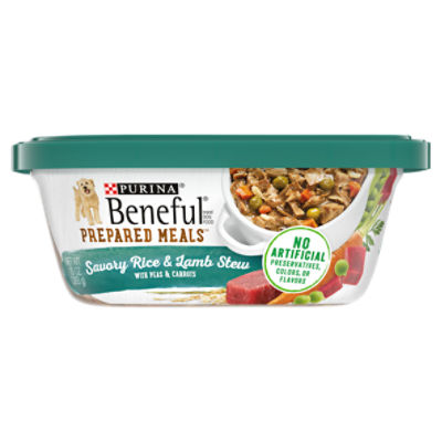 Purina Beneful High Protein Wet Dog Food, Prepared Meals Savory Rice & Lamb Stew - 10 oz. Tub