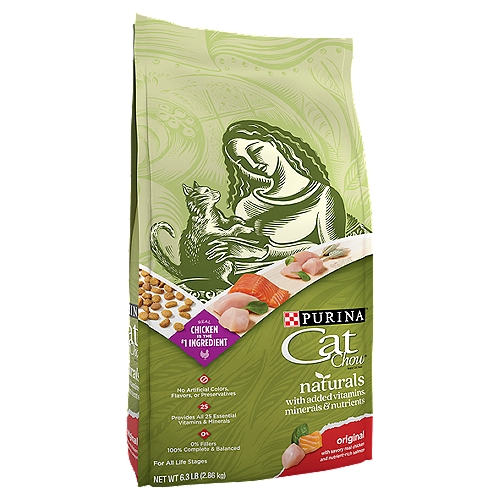 Purina Cat Chow Naturals Original Cat Food, 6.3 lb
Purina Cat Chow Naturals is formulated to meet the nutritional levels established by the AAFCO Cat Food Nutrient Profiles for all life stages of cats.