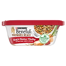 Purina Beneful Prepared Meals Wet Dog Food Beef & Chicken Medley 10 oz. Plastic Tub, 10 Ounce