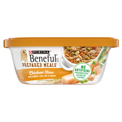 Purina Beneful Prepared Meals Chicken Stew with Carrots, Peas, Rice & Barley Dog Food, 10 oz