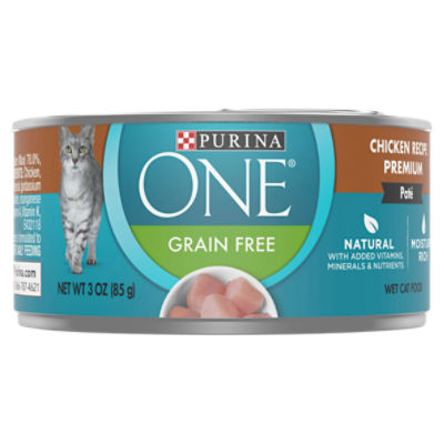 Purina ONE Natural, Grain Free Pate Wet Cat Food, Chicken Recipe - 3 oz. Pull-Top Can