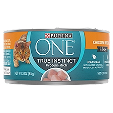 Purina One True Instinct Wet Cat Food Chicken Recipe in Gravy Premium 3 oz. Can, 3 Ounce