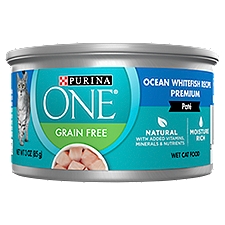 Purina ONE Natural, High Protein, Grain Free Wet Cat Food Pate, Ocean Whitefish Recipe, 3 Ounce