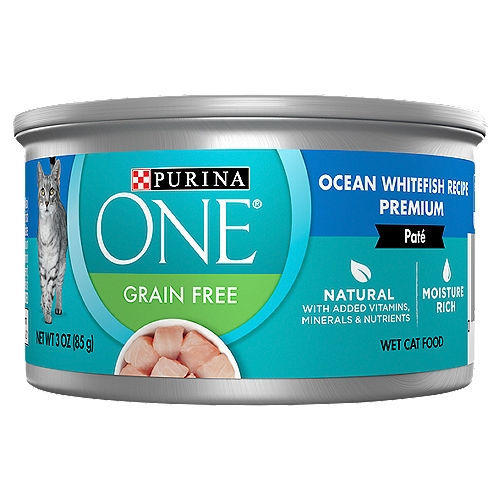 Purina ONE Natural, High Protein, Grain Free Wet Cat Food Pate, Ocean Whitefish Recipe