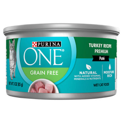 Purina ONE Natural, High Protein, Grain Free Wet Cat Food Pate, Turkey Recipe - 3 oz. Pull-Top Can