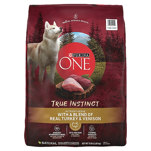 Purina ONE True Instinct With A Blend Of Real Turkey and Venison Dry Dog Food - 15 lb. Bag