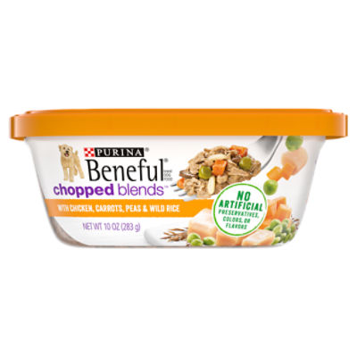 Purina Beneful Chopped Blends with Chicken, Carrots, Peas & Wild Rice Dog Food, 10 oz