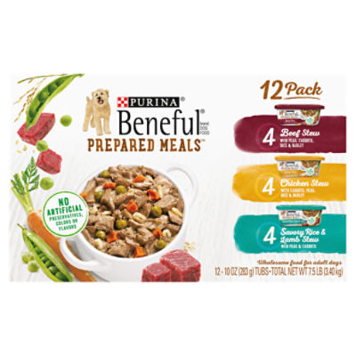 Purina Beneful High Protein, Gravy Wet Dog Food Variety Pack, Prepared Meals Stew - (12) 10 oz. Tubs