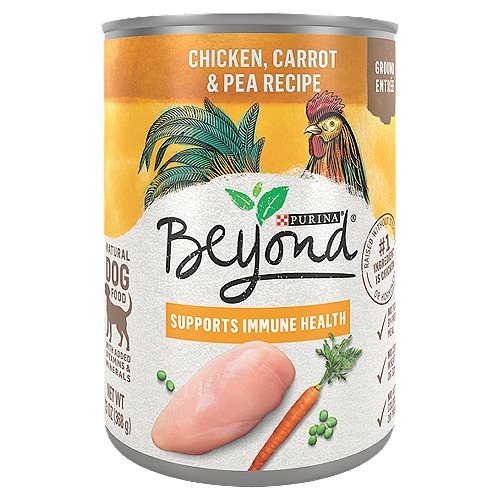 Purina Beyond Grain Free Chicken, Carrot & Pea Recipe Ground Entrée Natural Dog Food, 13 oz
Purina Beyond Grain Free Chicken, Carrot & Pea Recipe is formulated to meet the nutritional levels established by the AAFCO Dog Food Nutrient Profiles for maintenance of adult dogs.