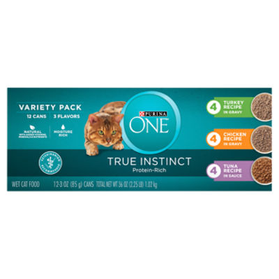 Purina ONE True Instinct Protein-Rich Wet Cat Food Variety Pack, 3 oz, 12 count