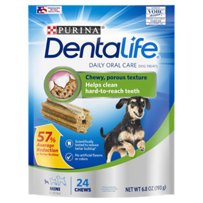 Purina DentaLife Made in USA Facilities Toy Breed Dog Dental Chews, Daily Mini - 24 ct. Pouch