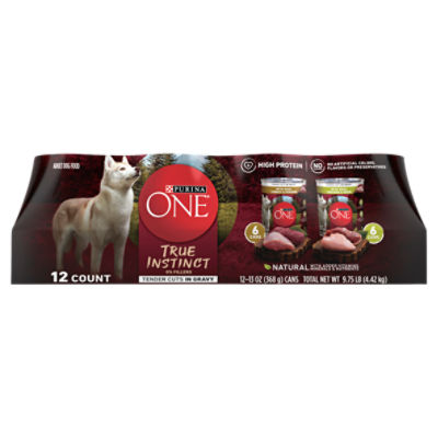 Purina ONE True Instinct Tender Cuts in Gravy High Protein Wet Dog Food Variety Pack-(12) 13oz. Cans