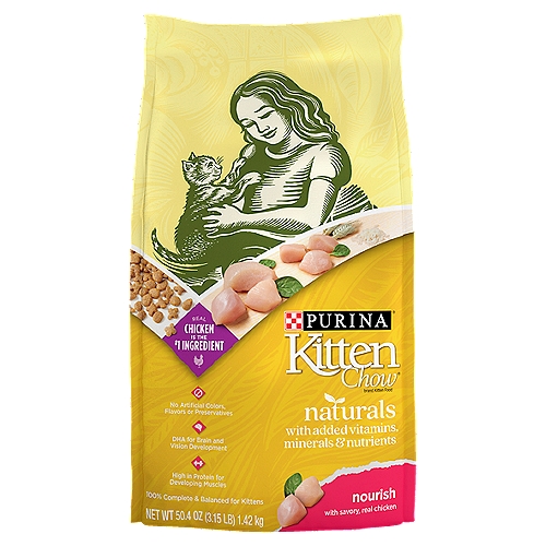 Purina Kitten Chow Natural, High Protein Dry Kitten Food, Naturals Chicken - 3.15 lb. Bag