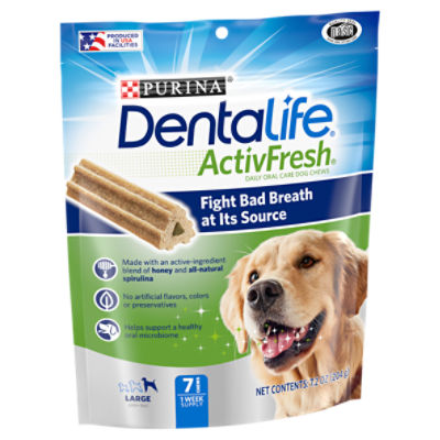 knoflook Paragraaf Niet genoeg Purina DentaLife ActivFresh Daily Oral Care Dog Chews, Large, 7 count, 7.2  oz