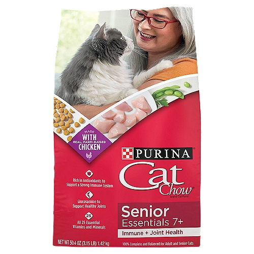 Purina Cat Chow Joint Health Senior Dry Cat Food, Immune + Joint Health Recipe - 3.15 lb. Bag