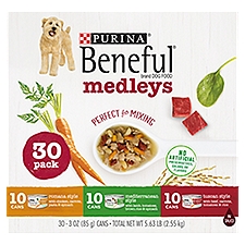 Purina Beneful Wet Dog Food Variety Pack, Medleys Tuscan, Romana & Mediterranean Style-(30) 3oz Cans