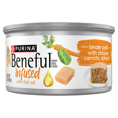 Purina Beneful Infused Wet Pate Dog Food With Real Chicken, Carrots and Spinach, With Fish Oil