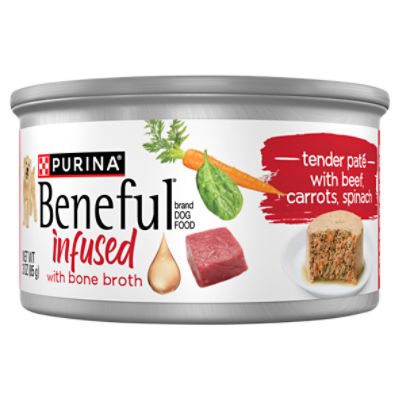 Purina Beneful Infused Wet Dog Food Pate, With Real Beef, Carrots and Spinach, With Bone Broth