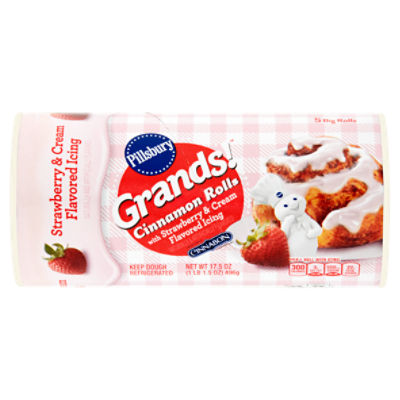 Pillsbury Grands! Cinnamon Rolls with Strawberry & Cream Flavored Icing, 5 count, 17.5 oz