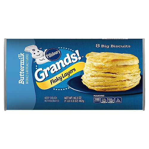 Pillsbury Grands! Flaky Layers Buttermilk Big Biscuits, 8 count, 16.3 oz