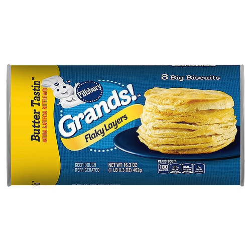 Pillsbury Grands! Flaky Layers Butter Tastin' Big Biscuits, 8 count, 16.3 oz