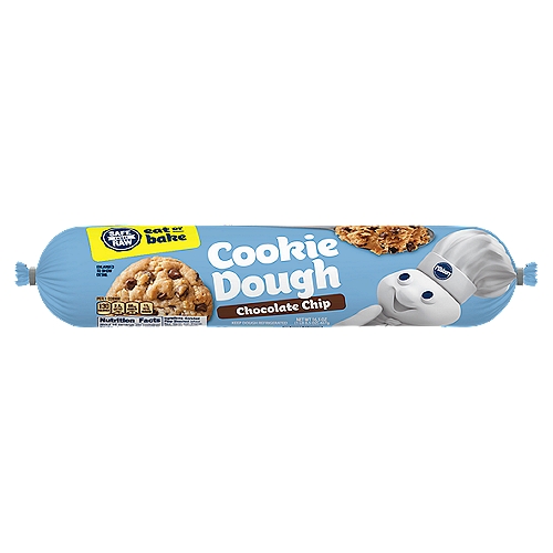 Pillsbury Chocolate Chip Cookie Dough, 16.5 oz
Safe to Eat Raw
Our Refrigerated Cookie Dough is Ready to Eat Raw Because We Use:
Heat treated flour
Pasteurized eggs
Ready to eat manufacturing