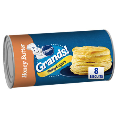 Pillsbury Grands! Flaky Layers Honey Butter Big Biscuits, 8 count, 16.3 oz, 16.3 Ounce