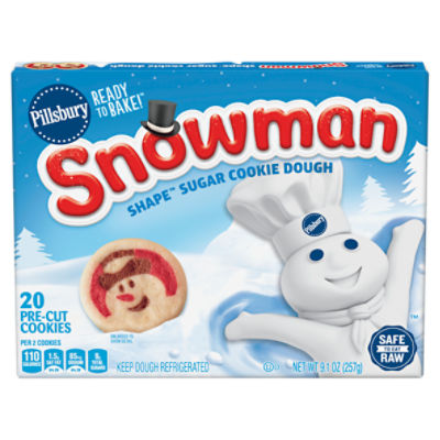 Pillsbury Snowman Shape Sugar Cookie Dough, 20 count, 9.1 oz