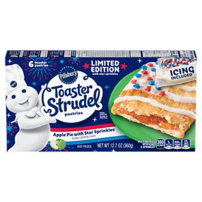Pillsbury Toaster Strudel Apple Pie with Star Sprinkles Toaster Pastries, 6 count, 12.7 oz
