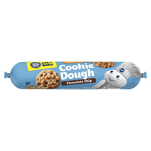 Pillsbury Chocolate Chip Cookie Dough Value Size, 30 oz
Safe to Eat Raw
Our Refrigerated Cookie Dough is Ready to Eat Raw Because We Use:
Heat treated flour
Pasteurized eggs
Ready to eat manufacturing
