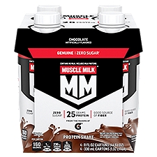 Muscle Milk Genuine Chocolate Non Dairy, Protein Shake, 4 Each