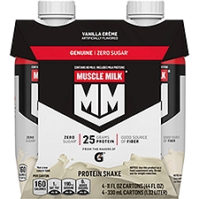 Muscle Milk Genuine Zero Sugar Protein Shake, Vanilla Creme Artificially Flavored, 11 Fl Oz, 4 Count