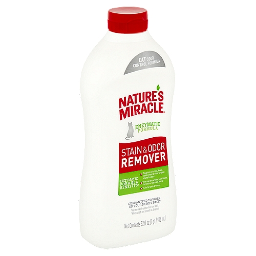 Nature's Miracle Enzymatic Formula Cat Stain & Odor Remover, 32 fl oz
Enzymatic Formula Benefits:
✔ Tough on cat urine, feces, vomit, drool & other organic stains and odors
✔ For use on carpets; hard floors, furniture, fabrics & more†
✔ Safe for pets & home†
†When used and stored as directed