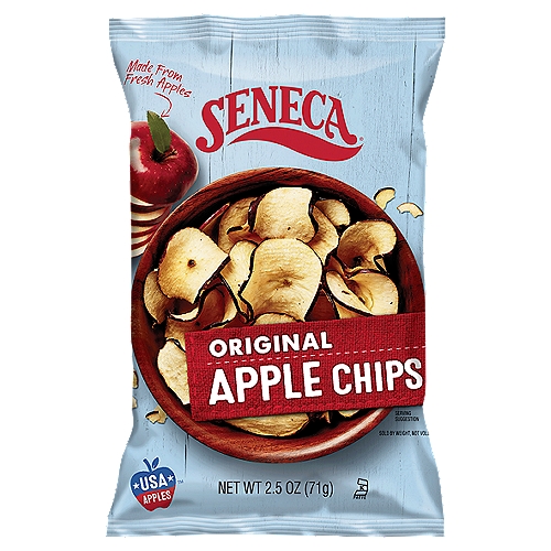Seneca Original Apple Chips, 2.5 oz
Hey, thanks for snacking with us...
The Original Apple Chip™
Our apple chips are made from fresh. whole apples which are sliced. crisped & ready to snack when you are!