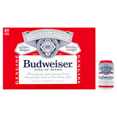 Budweiser Lager Beer, 24 count, 12 fl oz