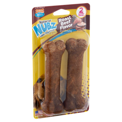 Nylabone Natural Nubz Roast Beef Flavor Jumbo Edible Chews Dog Treats, 2 count, 6.2 oz