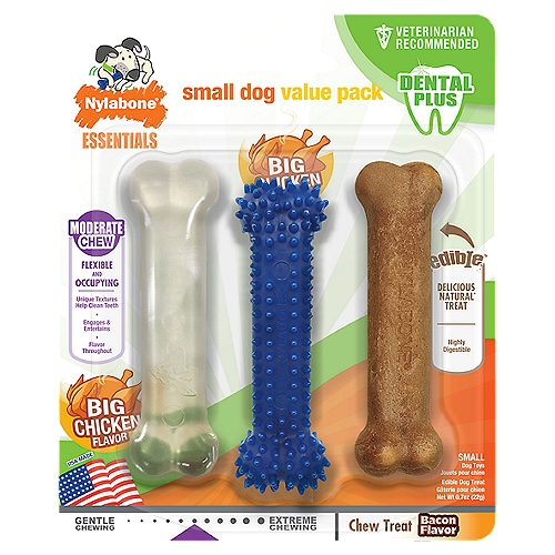 Nylabone Essentials Dental Plus Small Dog Toys Value Pack, 3 count