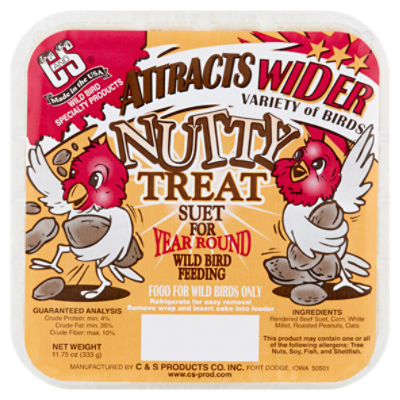 C&S Nutty Treat Suet Bird Food, 11.75 oz