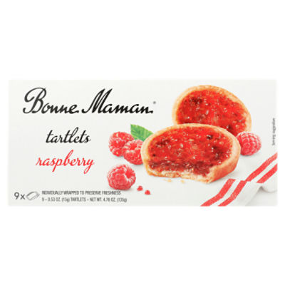 Bonne Maman Raspberry Tartlets, 0.53 oz, 9 count