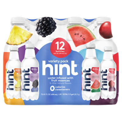 Hint Pineapple, Blackberry, Watermelon, Cherry Water Infused with Fruit Essences, 16 fl oz, 12 count