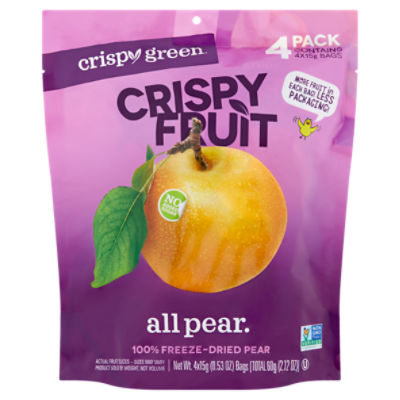 Crispy Green Crispy Fruit 100% Freeze-Dried Pear, 0.53 oz, 4 count