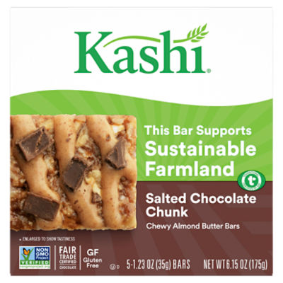 Kashi Salted Chocolate Chunk Chewy Almond Butter Bars, 1.23 oz, 5 count, 6.15 Ounce