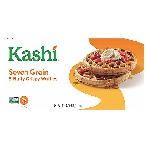 Kashi Frozen Waffles, Vegan, Seven Grain, 10.1oz Box, 8 Waffles
Make any morning, afternoon, or evening more delicious with Kashi Seven Grain frozen waffles, made with a tastebud-tempting blend of seven grains. Includes 1, 10.1-ounce box containing 8 waffles. Simply heat them in the toaster or oven for a warm and tasty treat at any time of the day. Vegan and Non-GMO Project Verified, each serving of crisp and fluffy waffles has 13g of whole grain and provides an excellent source of fiber (5g total fat); Delectable on their own, Kashi Seven Grain frozen waffles also pair perfectly with maple syrup, fresh fruits, ice creams, and whipped toppings to satisfy your sweet tooth. Anytime is the right time for Kashi GO Peanut Butter Crunch cereal. Kashi is making planet-positive choices to lower our company's impact on climate change. We measure the amount of emissions from the manufacturing plants that create our foods and invest in renewable energy projects and programs in the US that remove the same amount of emissions from the air.