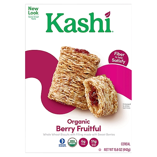 Kashi Organic Berry Fruitful Cereal, 15.6 oz
Wake up and enjoy the tempting flavor of hearty whole wheat biscuits filled with a sweet blend of grapes, apples, raspberries, and strawberries in each bite of Kashi Berry Fruitful breakfast cereal. Includes 1, 15.6-ounce box of breakfast cereal with 7g of protein and 6g of fiber per serving. Organic, vegan, and Non-GMO Project Verified, Kashi Berry Fruitful cereal combines delicious flavors with key nutrients making it a quick and easy way to make every morning a little brighter; Kashi Berry Fruitful cereal is also a healthy choice for a snack anytime at home or on the go. Pack reusable baggies of cereal in your backpack, your car, or your desk at work for a tasty treat between meals. Whether you're starting or ending your day, Kashi Berry Fruitful breakfast cereal is a wholesome choice for satisfying your hunger. Anytime is the right time for Kashi GO Peanut Butter Crunch cereal. Kashi is making planet-positive choices to lower our company's impact on climate change. We measure the amount of emissions from the manufacturing plants that create our foods and invest in renewable energy projects and programs in the US that remove the same amount of emissions from the air.
