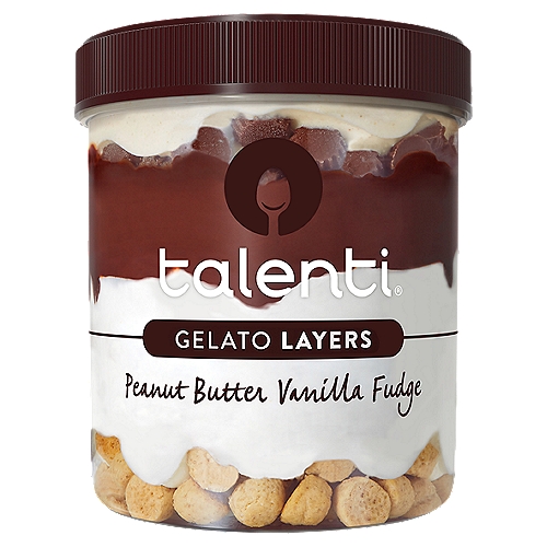 Talenti Peanut Butter Vanilla Fudge Gelato Layers, 11.6 oz
Talenti Peanut Butter Vanilla Fudge Gelato Layers is a delicious and decadent frozen dairy dessert. This frozen treat consists of delicious peanut butter gelato with layers of peanut butter cups, fudge sauce, vanilla gelato, and peanut butter cookies. Our layered frozen dessert is an even more indulgent version of classic peanut butter chocolate ice cream.
At Talenti, we believe the best process and highest quality ingredients results in the best tasting gelatos, sorbettos and frozen desserts. We start the process of making ice cream with fresh milk and cream and make each flavor from scratch with the highest-quality ingredients sourced from all around the world. With every recipe, Talenti adds a twist to make each pint extra special. Finally, we use an old world process that involves slow cooking our ingredients in small batches to bring out delicious flavors for a one-of-a-kind dessert. Our sorbetto and gelato flavors are creamy, smooth and indulgent, perfect dessert for any occasion. Our gelato is packaged in clear BPA-free plastic jars so when you've finished your pint, you can reuse your jar Pintcycling or recycle (rinse and replace the lid first)!

In addition to our classic Gelato flavors, Talenti has Gelato Layers, Dairy-Free Sorbettos, USDA Organic Gelato and flavors that are gluten-free and/or vegan. All of our flavors are made with non-GMO sourced ingredients. Try all of our flavors and discover why Talenti is Crafted for Taste, Clearly Talenti. 

Talenti jars are not microwave or dishwasher safe
 All ingredients in Talenti have been evaluated by Where Food Comes From, Inc., to our Non-GMO policy.