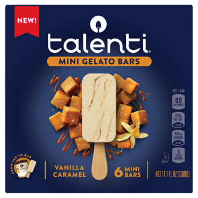 Talenti Vanilla Caramel Mini Gelato Bars, 6 count, 11.1 fl oz, 11.1 Fluid ounce