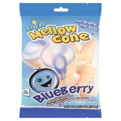 Ricky Joy Mellow Cone Blueberry Jelly Filled Marshmallow Cones, 3.53 oz