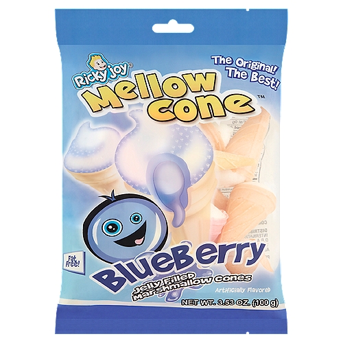 Ricky Joy Mellow Cone Blueberry Jelly Filled Marshmallow Cones, 3.53 oz